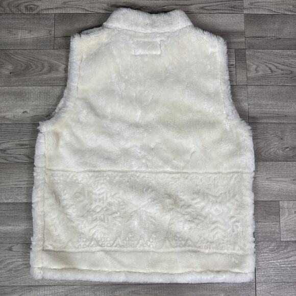 Bear Ridge Outfitters Made in USA White Faux Fur Full Zip Up Vest sz M - Picture 6 of 7